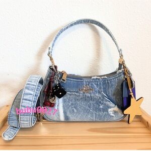 NWT💜Coach Teri Shoulder Bag In Loved Denim With Charms CDY76 Vintage Rare